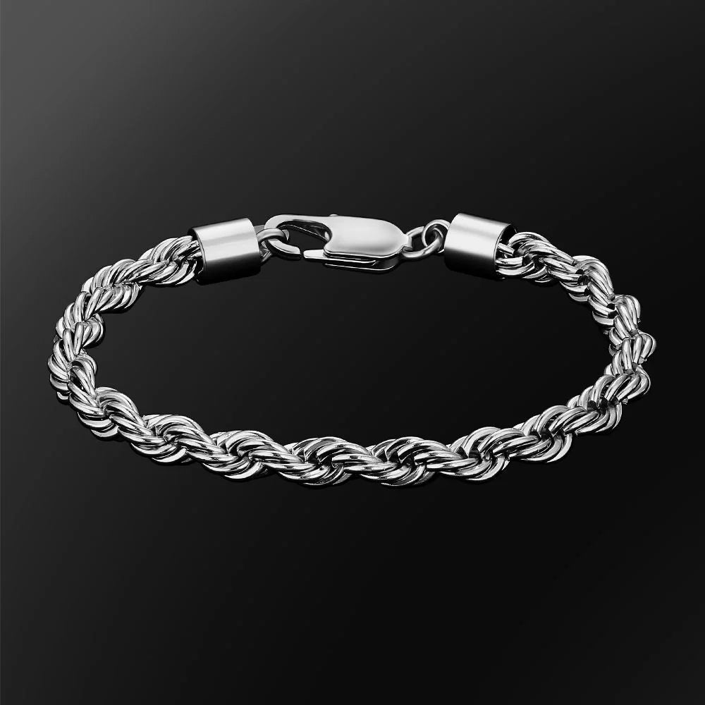 6mm Silver Rope Bracelet